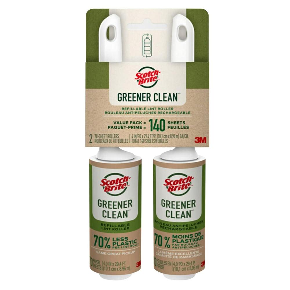 image:imageScotchBrite Greener Clean Lint Roller Twin Pack 70 Sheets Reusable Lint Rollers for Clothes Furniture and Pet Hair Tidy Up Fabrics with a More Sustainable Fuzz Remover