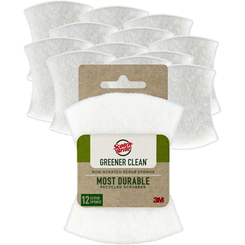 image:imageScotchBrite Greener Clean NonScratch Scrub Sponge Sponge for Washing Dishes Cleaning Kitchen Superior Performance and Made with Sustainable Materials Dishwasher Safe 12 Scrub Sponges