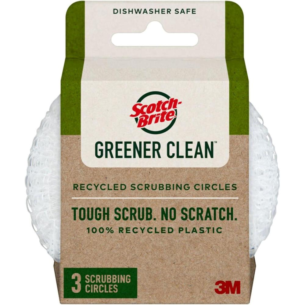 image:imageScotchBrite Greener Clean Recycled Scrubbing Circles 215GC 3 EachPack 6 Packscase 6 Packs per case18pack