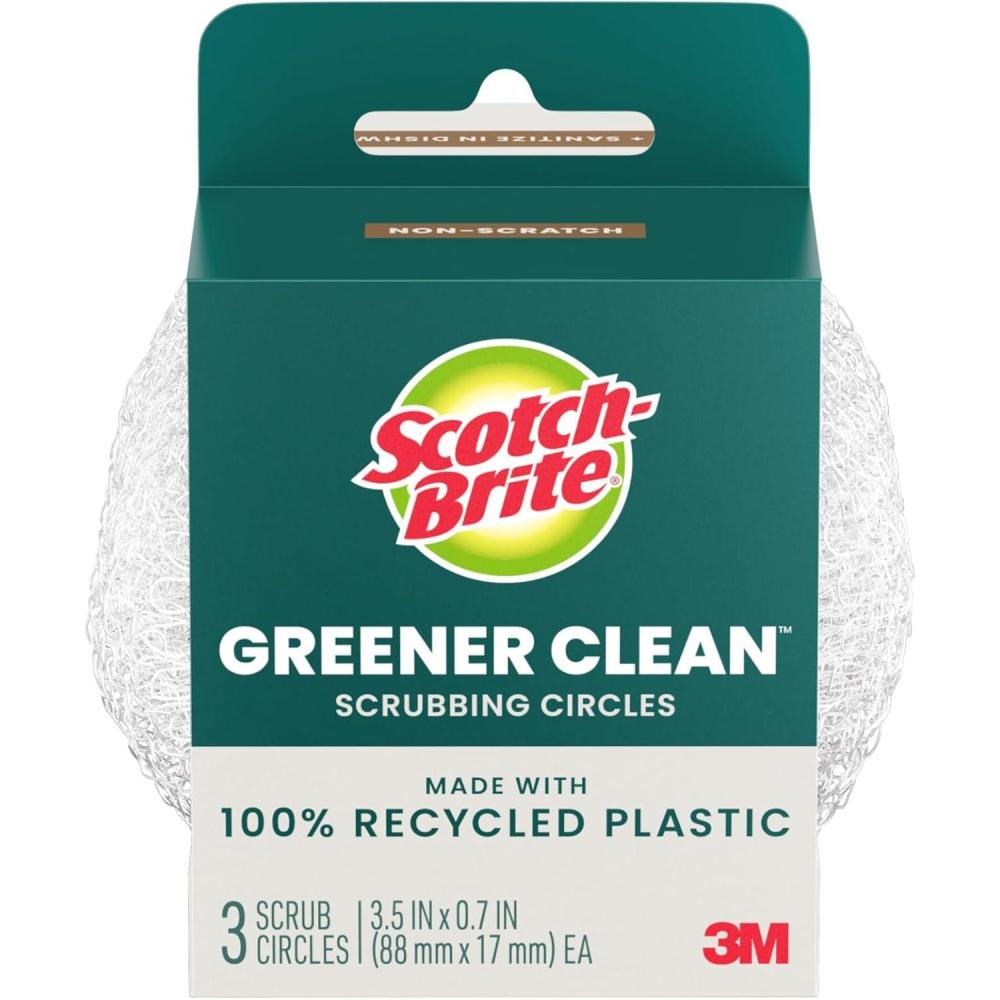 image:imageScotchBrite Greener Clean Recycled Scrubbing Circles 215GC 3 EachPack 6 Packscase 6 Packs per case3pack