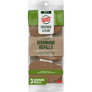 Scotch-Brite Greener Clean, Non-Scratch Dishwand Refills, Fits All Scotch-Brite Dishwands, 3 Count