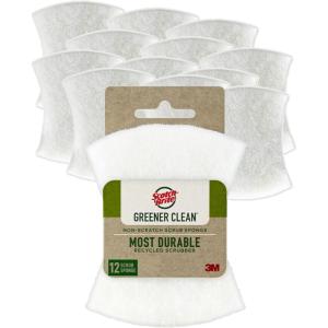 Scotch-Brite Greener Clean Non-Scratch Scrub Sponge, Sponge for Washing Dishes, Cleaning Kitchen, Superior Performance and Made with Sustainable Materials, Dishwasher Safe, 12 Scrub Sponges
