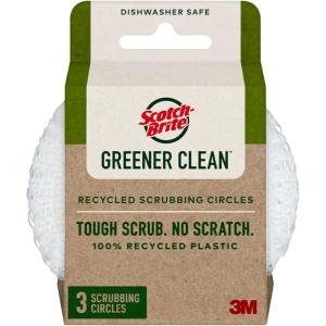 Scotch-Brite® Greener Clean™ Recycled Scrubbing Circles 215-GC, 3 Each/Pack, 6 Packs/case, 6 Packs per case(18-pack)