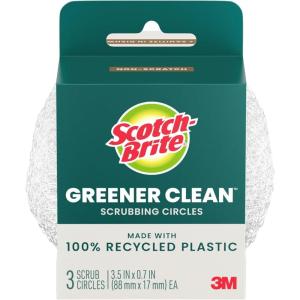 Scotch-Brite® Greener Clean™ Recycled Scrubbing Circles 215-GC, 3 Each/Pack, 6 Packs/case, 6 Packs per case(3-pack)