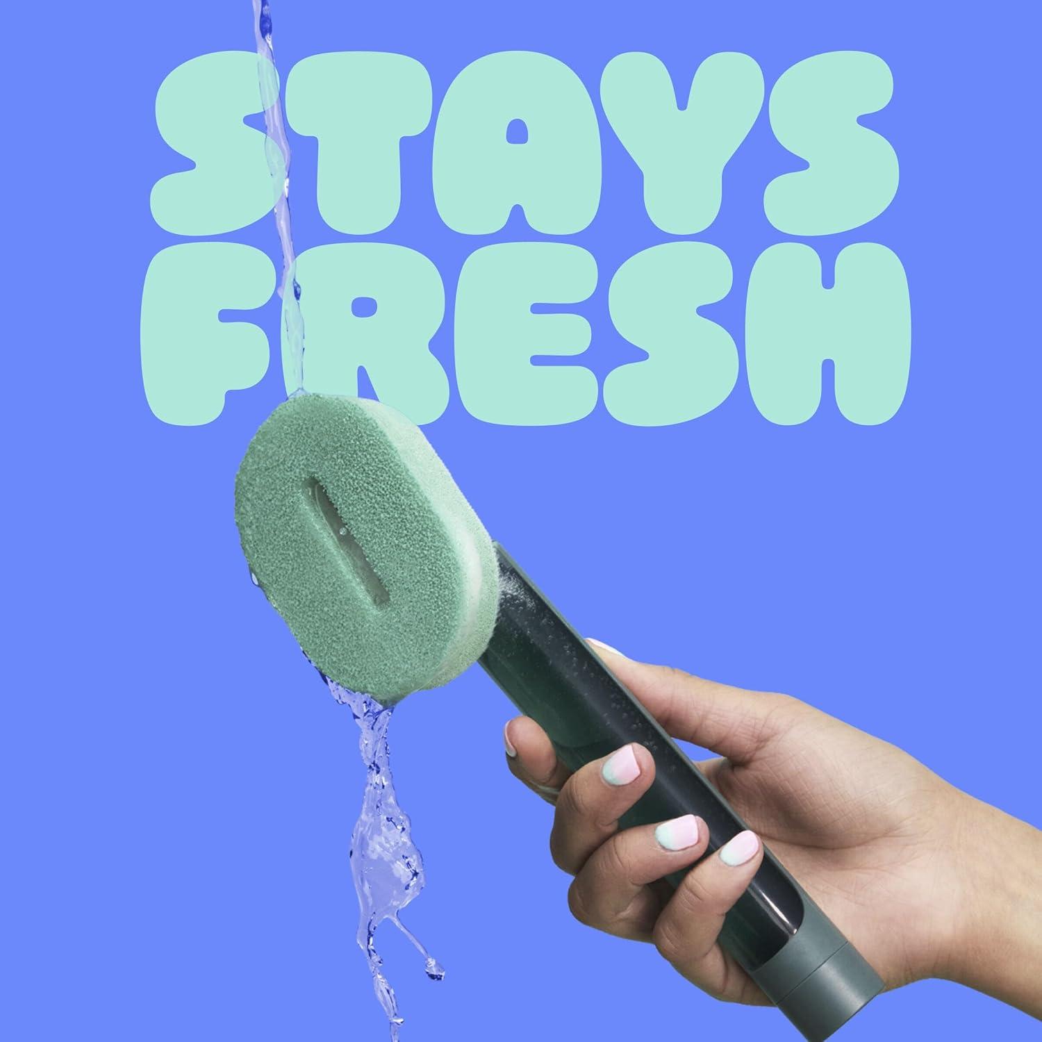 image:imageBrite by ScotchBrite Fillable Dishwand with Drain Dry Stand Household and Kitchen Sponge for Washing Dishes 1 Dish Wand with Soap Dispenser