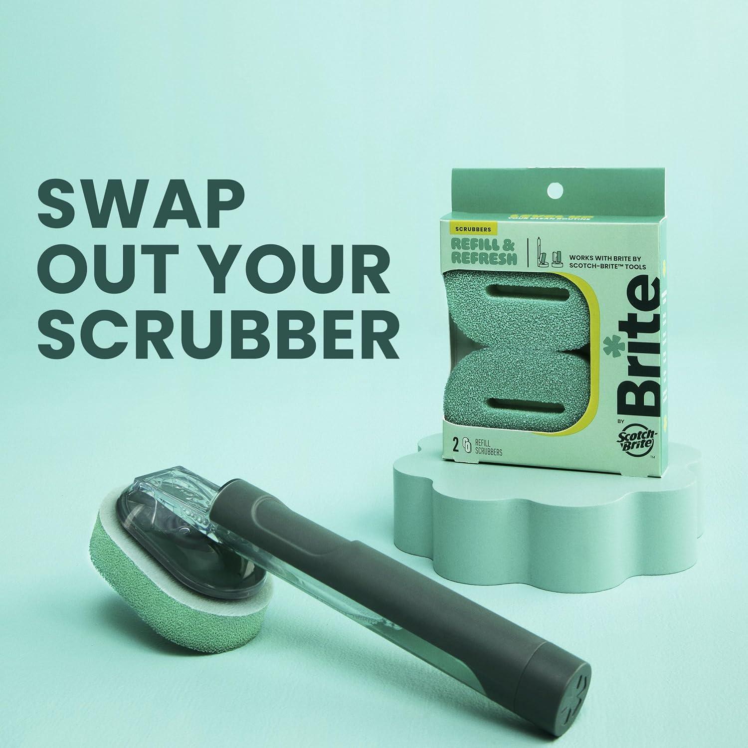 image:imageBrite by ScotchBrite Fillable Dishwand with Drain Dry Stand Household and Kitchen Sponge for Washing Dishes 1 Dish Wand with Soap Dispenser