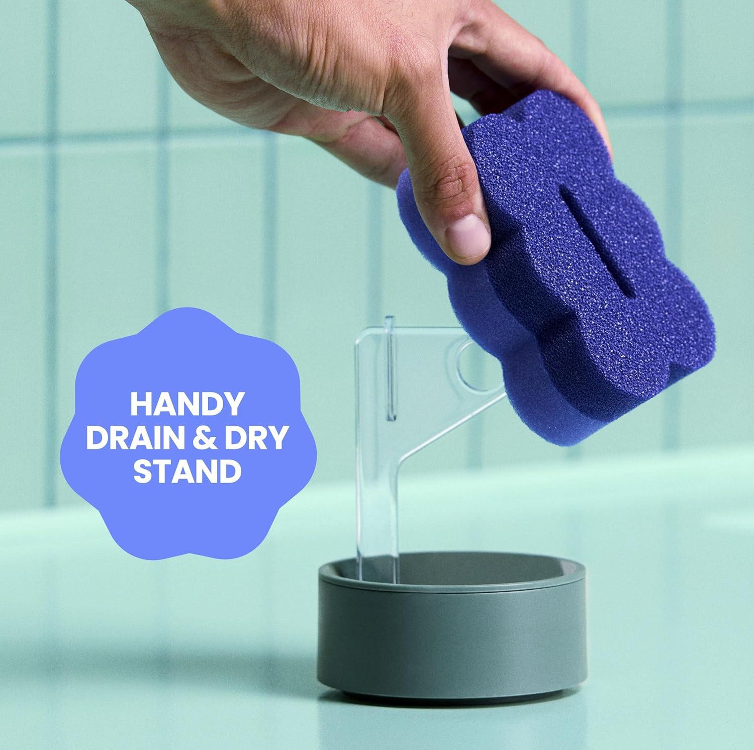 image:imageBrite by ScotchBrite Scrub amp Wipe with Drain Dry Stand Kitchen Sponge for Washing Dishes 1 Scrub Sponge