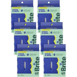 Brite by Scotch-Brite 2-Sided Scrub & Wipe, Scrubbing Kitchen and Dish Sponge, Midnight Mode, 6 Scrub Sponges