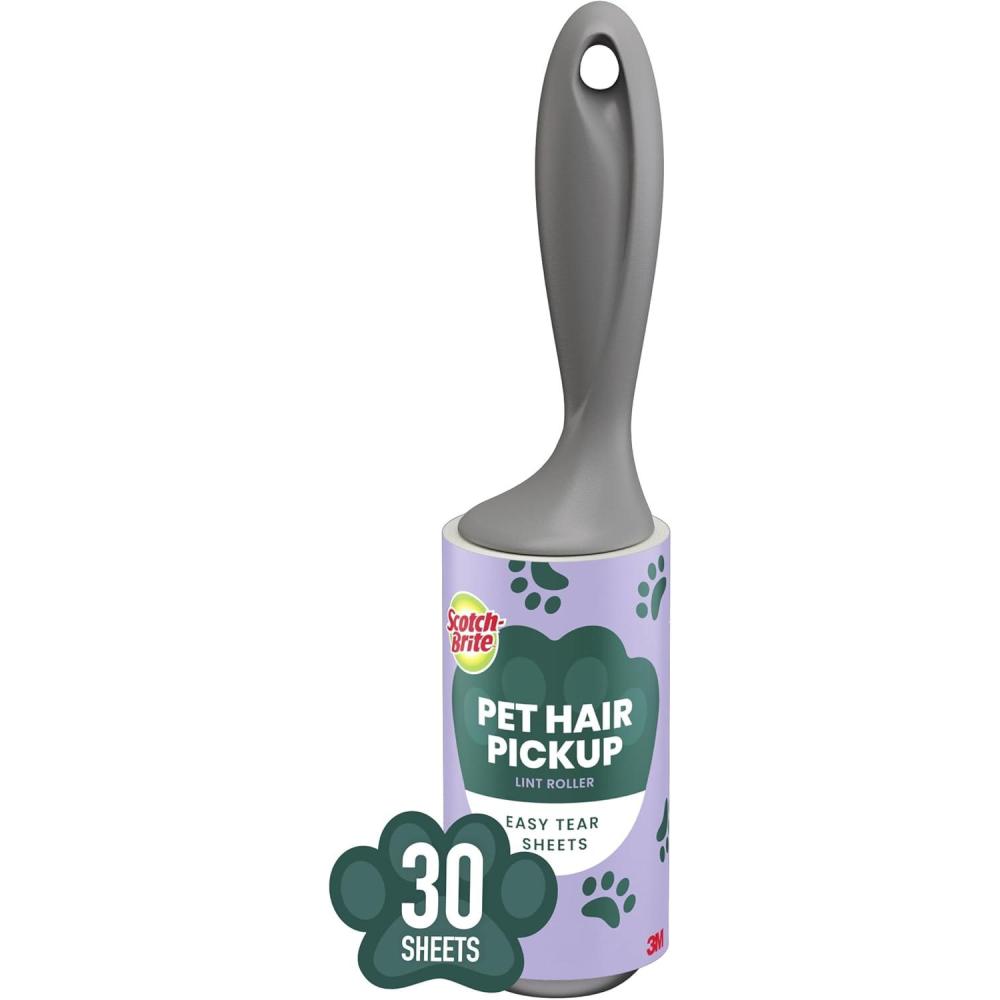 image:imageScotchBrite Pet Hair Pickup Lint Roller Designed for Removing Fur  Fluff on Couches Clothes Dog and Cat Beds amp More 1 Pack 30 EasyTear Adhesive Sheets Total