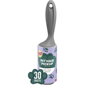 Scotch-Brite Pet Hair Pickup Lint Roller, Designed for Removing Fur + Fluff on Couches, Clothes, Dog and Cat Beds, & More, 1 Pack, 30 Easy-Tear Adhesive Sheets Total