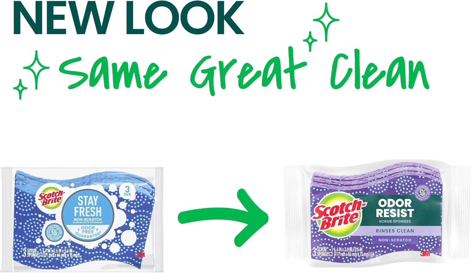 image:imageScotchBrite Scrub Dots NonScratch Scrub Sponge Rinses Clean for Washing Dishes and Cleaning Kitchen 3 Scrub Sponges Pack of 23 Sponges