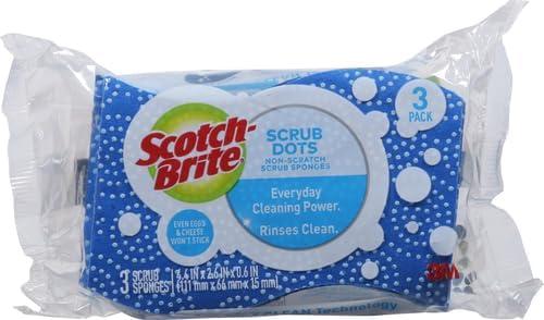 image:imageScotchBrite Scrub Dots NonScratch Scrub Sponge Rinses Clean for Washing Dishes and Cleaning Kitchen 3 Scrub Sponges Pack of 23 Sponges Pack of 2