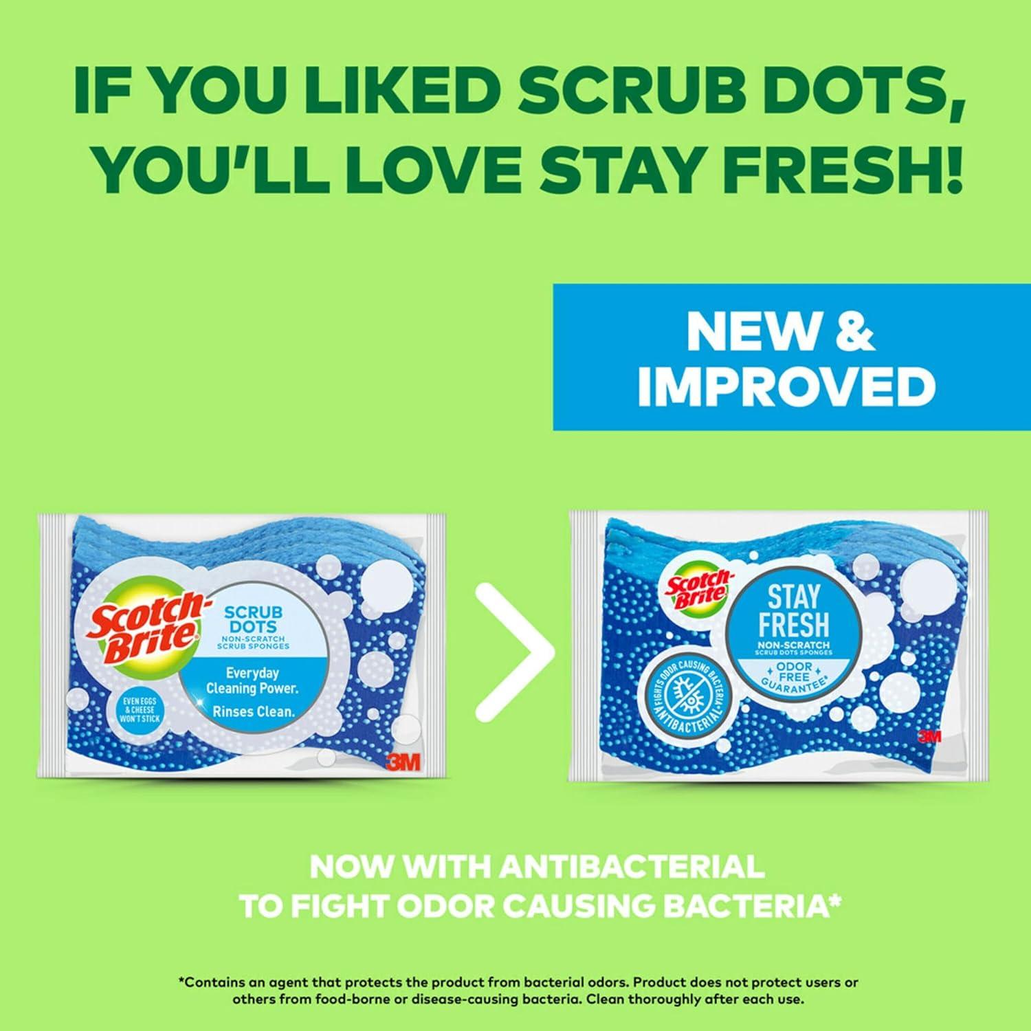 image:imageScotchBrite Scrub Dots NonScratch Scrub Sponge Rinses Clean for Washing Dishes and Cleaning Kitchen 3 Scrub Sponges Pack of 23 Sponges Pack of 2