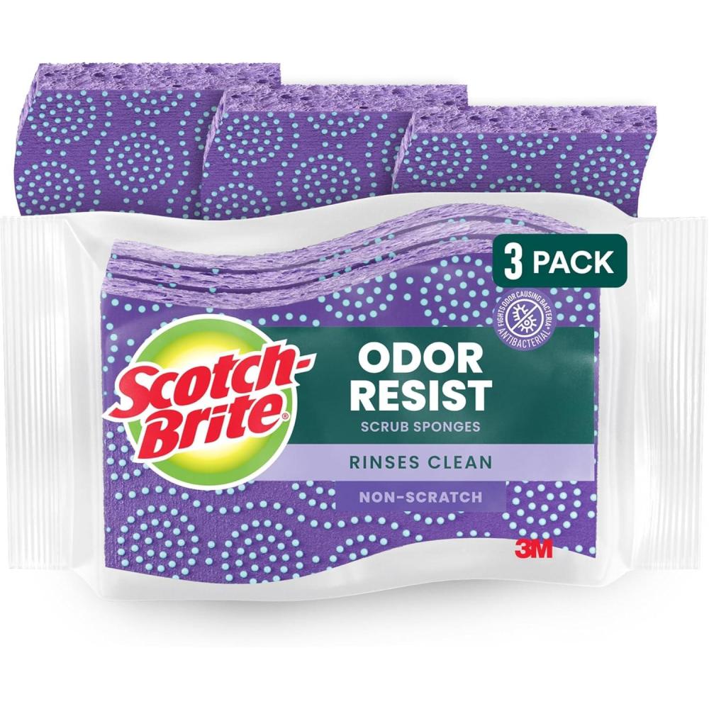 image:imageScotchBrite Scrub Dots NonScratch Scrub Sponge Rinses Clean for Washing Dishes and Cleaning Kitchen 3 Scrub Sponges Pack of 23 Sponges
