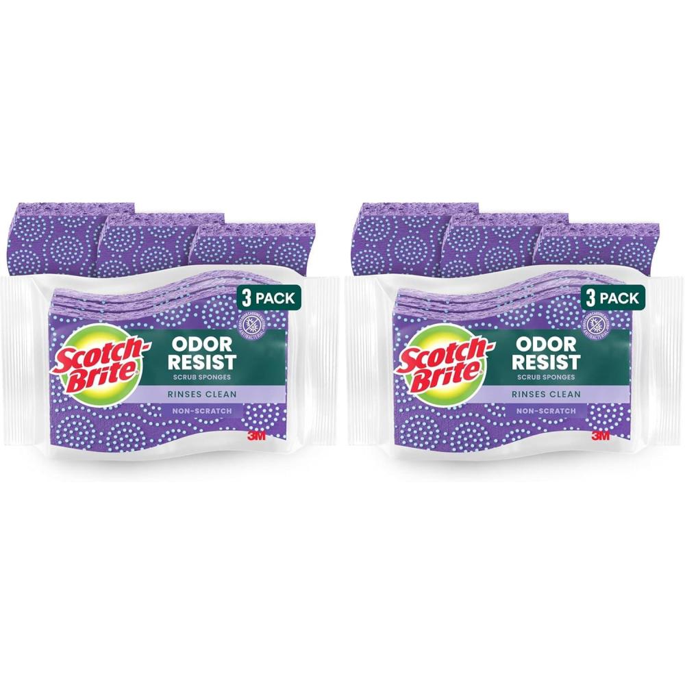 image:imageScotchBrite Scrub Dots NonScratch Scrub Sponge Rinses Clean for Washing Dishes and Cleaning Kitchen 3 Scrub Sponges Pack of 23 Sponges Pack of 2