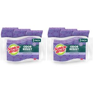 Scotch-Brite Scrub Dots Non-Scratch Scrub Sponge, Rinses Clean, for Washing Dishes and Cleaning Kitchen, 3 Scrub Sponges (Pack of 2)(3 Sponges (Pack of 2))