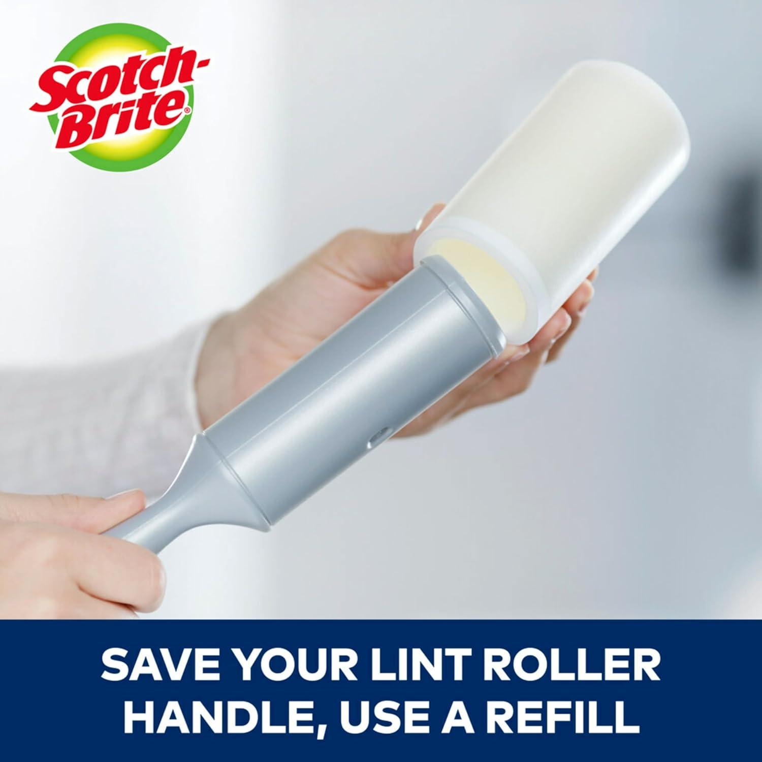 image:imageScotchBrite Everyday Clean Lint Roller Lint Remover for Pet Hair Dark Clothes Furniture and Dusty Surfaces Picks Up Fur amp Fluff in Your Home Car amp Office 5 Pack 475 Adhesive Sheets TotalRoller