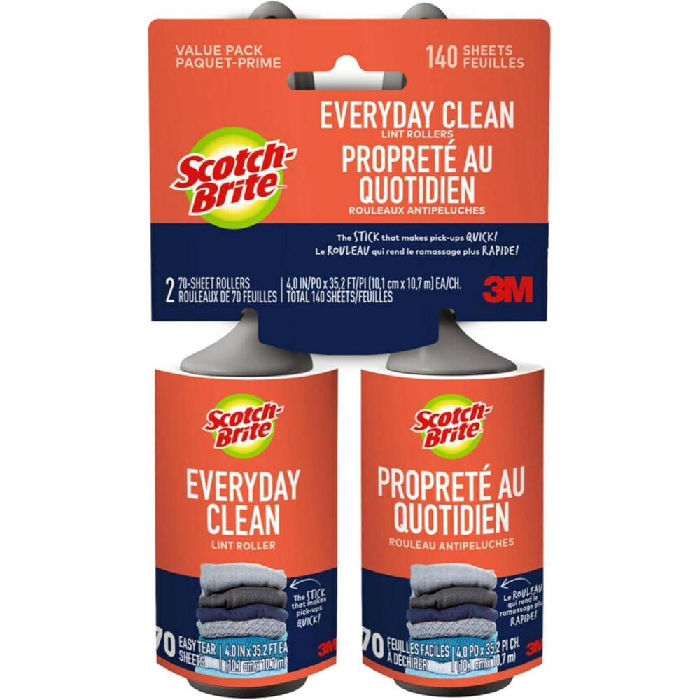 image:imageScotchBrite Everyday Clean Lint Roller Refills 6 Roller Refills 420 Sheets White2 Pack 200 Sheets