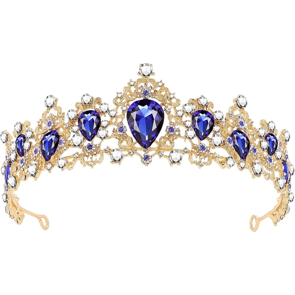 image:imageFRCOLOR Tiara Crown for WomenRhinestone Tree Branch Queen Crowns Wedding Tiaras Crowns Headband Blue