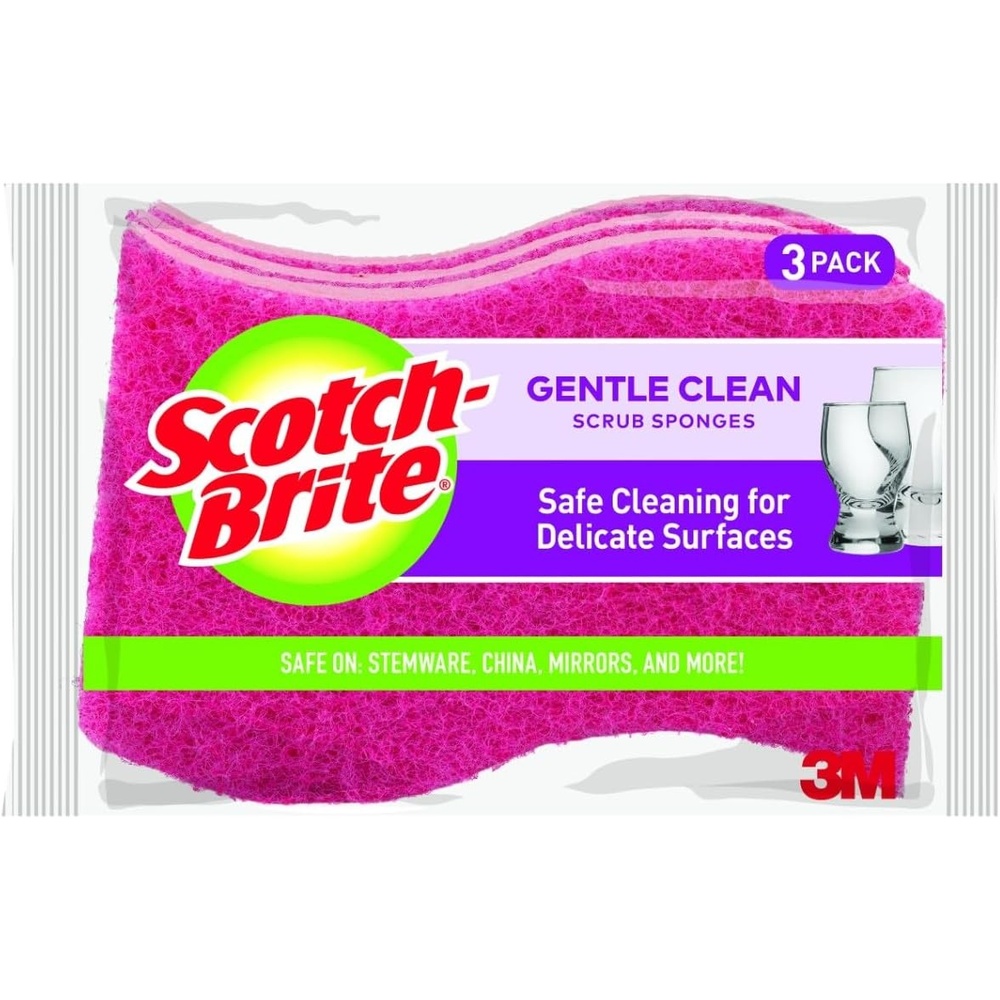 image:imageScotchBrite Gentle Clean NonScratch Scrub Sponge 24 Nonscratch Kitchen Sponges for Gentle Cleaning of Porcelain Fine china Stemware Nonstick Pots and Pans Mirrors Faucets and More8