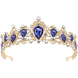 FRCOLOR Tiara Crown for Women,Rhinestone Tree Branch Queen Crowns Wedding Tiaras Crowns Headband (Blue)