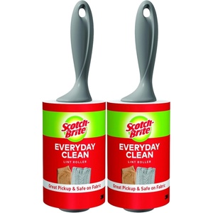 Scotch-Brite Everyday Clean Lint Roller, Scotch Brand Adhesive, Pet Hair & Lint Remover for Clothes, Furniture & Car, 4 in x 54.2 ft Each, 2 Pack, 190 Sheets Total(2 Rollers)