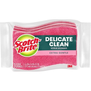 Scotch-Brite Gentle Clean Non-Scratch Scrub Sponge, 24 Nonscratch Kitchen Sponges for Gentle Cleaning of Porcelain, Fine china, Stemware, Nonstick Pots and Pans, Mirrors, Faucets, and More(3)